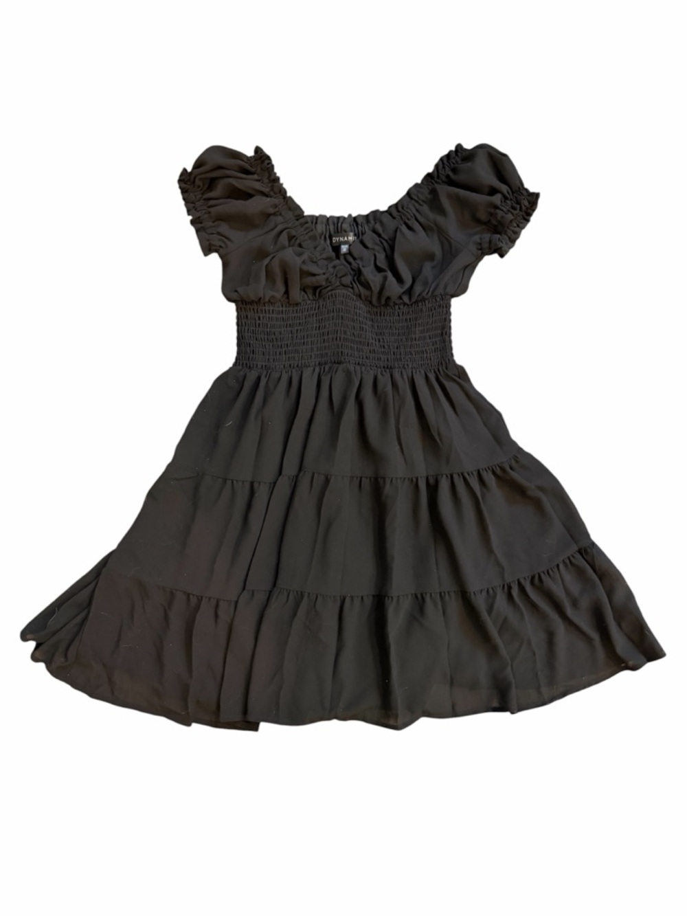 Dynamite - Black Smocked Tiered Dress XS